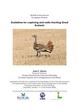 Guidelines for Capturing and Radio-Tracking Great Bustards