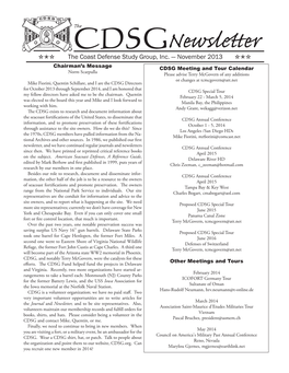 CDSG Newsletter, November 2013 Page 2 May 2014 February 2014 Czech Association for Military History Tour ECCOFORT Reg