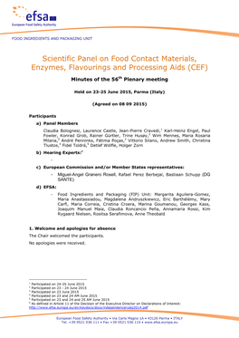 Scientific Panel on Food Contact Materials, Enzymes, Flavourings and Processing Aids (CEF)