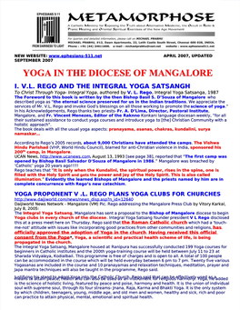 Yoga in the Diocese of Mangalore I