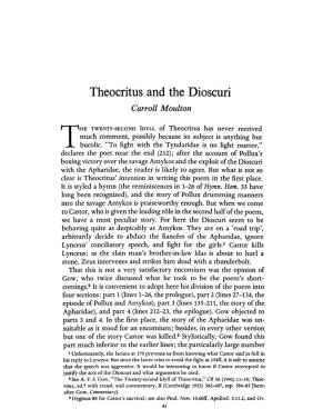 Theocritus and the Dioscuri Moulton, Carroll Greek, Roman and Byzantine Studies; Spring 1973; 14, 1; Proquest Pg