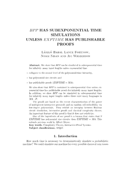 Bpp Has Subexponential Time Simulations Unless Exptime Has Publishable Proofs
