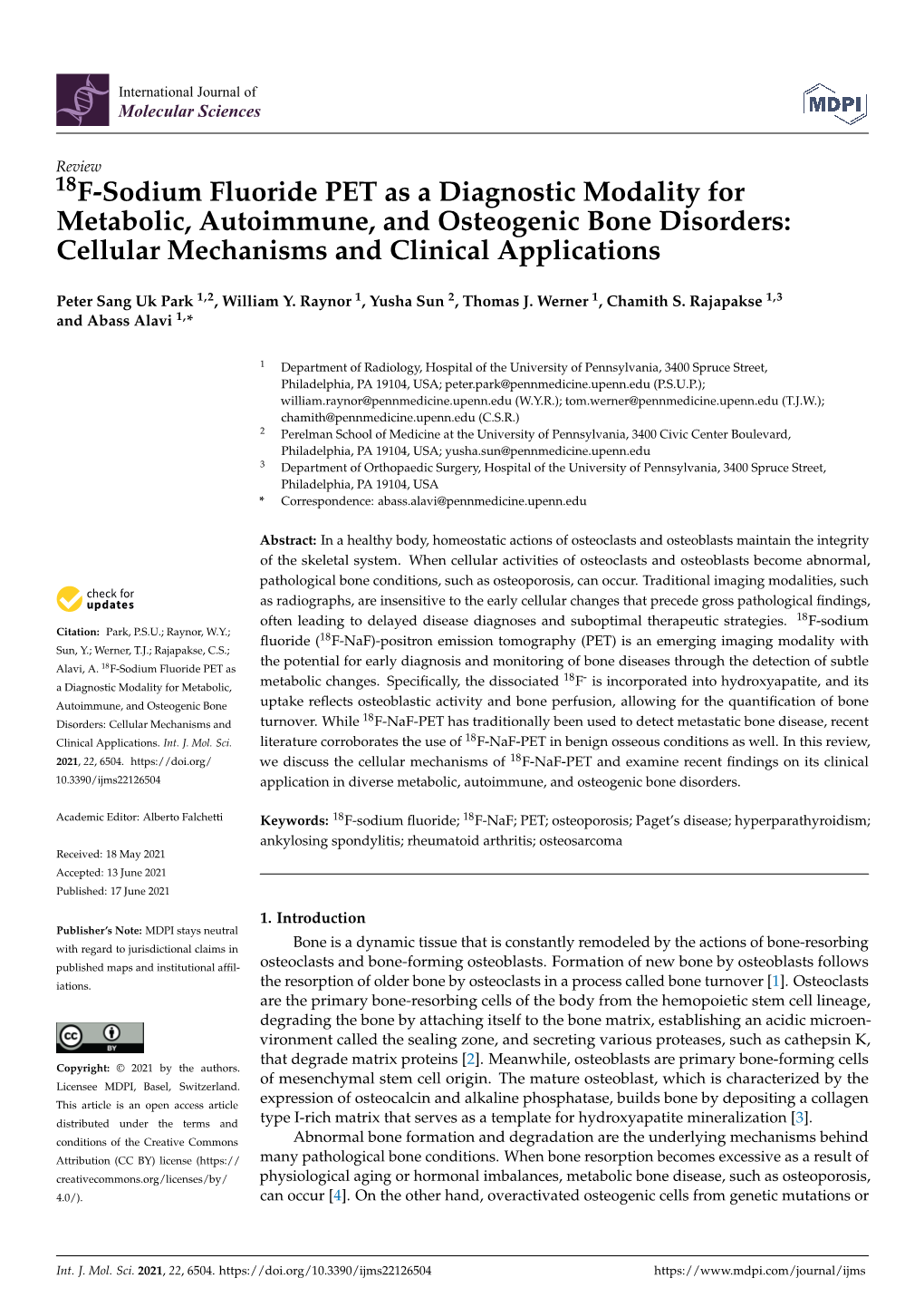 18F-Sodium Fluoride PET As a Diagnostic Modality for Metabolic, Autoimmune, and Osteogenic Bone Disorders: Cellular Mechanisms and Clinical Applications