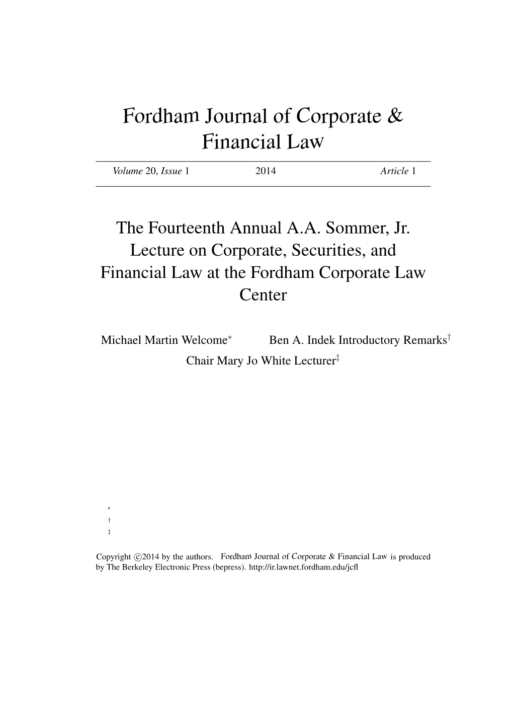 Fordham Journal of Corporate & Financial