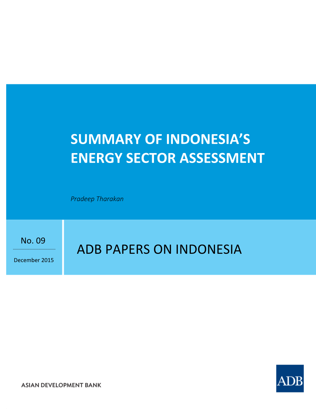 Summary of Indonesia's Energy Sector Assessment