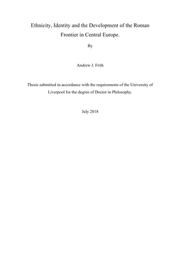 Ethnicity, Identity and the Development of the Roman Frontier in Central Europe