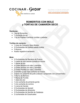 ROMERITOS CON MOLE Y TORTAS DE CAMARÓN SECO
