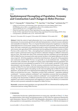 Spatiotemporal Decoupling of Population, Economy and Construction Land Changes in Hebei Province