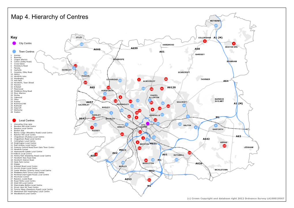 Map 4. Hierarchy of Centres WETHERBY