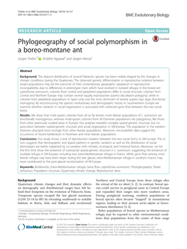 Phylogeography of Social Polymorphism in a Boreo-Montane Ant Jürgen Trettin1* , Shobhit Agrawal2 and Jürgen Heinze1