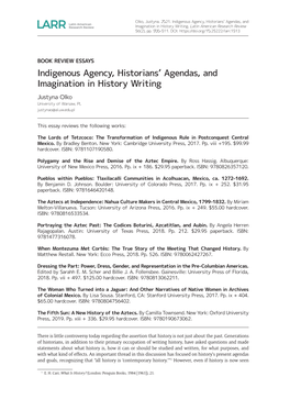 Indigenous Agency, Historians' Agendas, and Imagination In