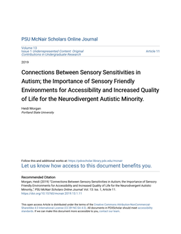 Connections Between Sensory Sensitivities in Autism