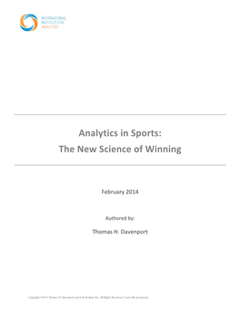Analytics in Sports: the New Science of Winning