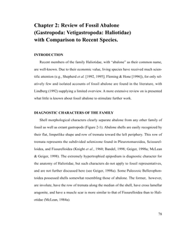 Chapter 2: Review of Fossil Abalone (Gastropoda: Vetigastropoda: Haliotidae) with Comparison to Recent Species