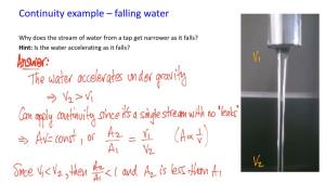 Continuity Example – Falling Water