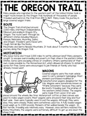 THE OREGON TRAIL Many People Who Migrated to the Western Part of the United States Took a Major Route Known As the Oregon Trail