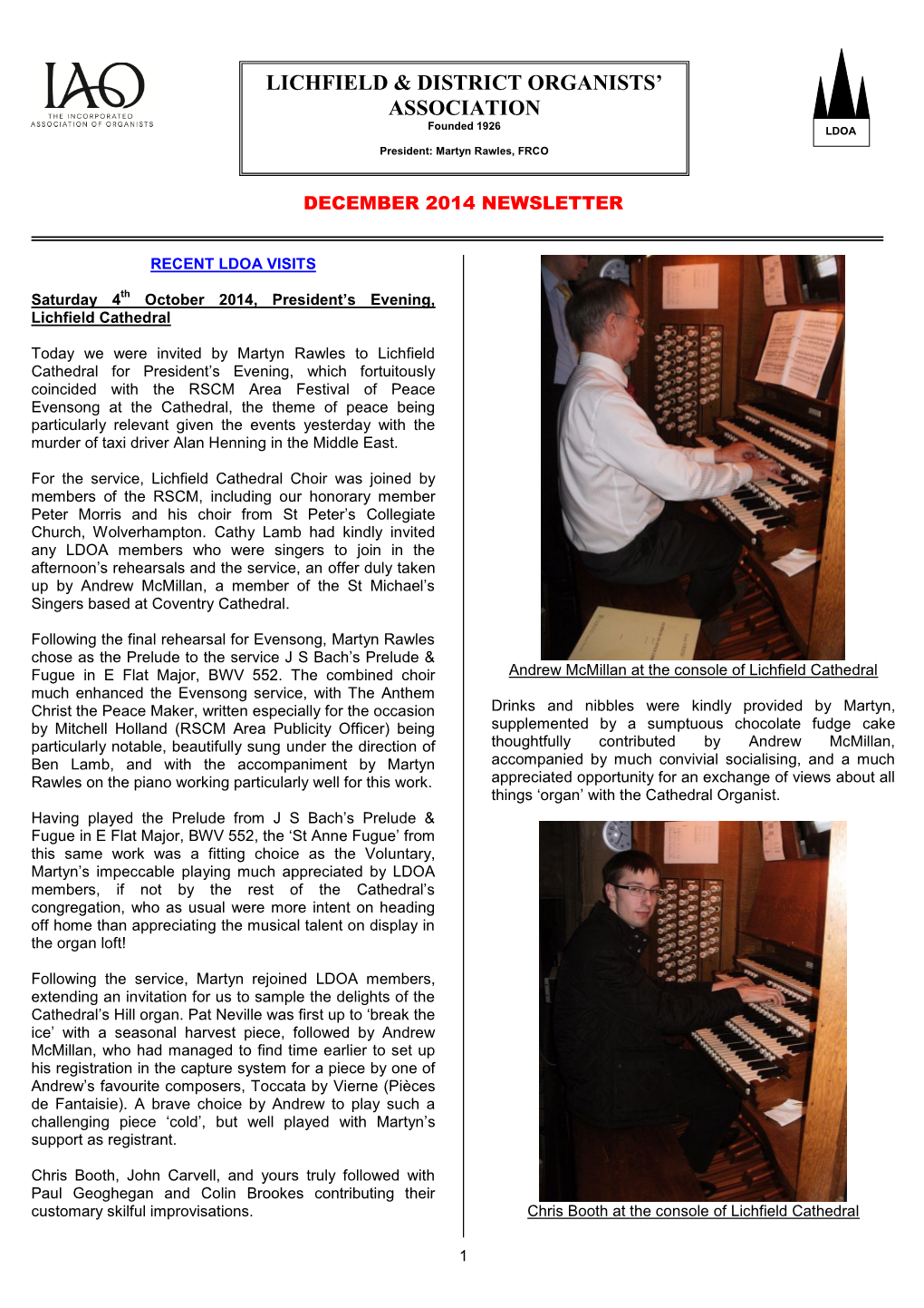 Lichfield & District Organists' Association