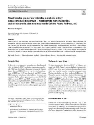 Novel Tubular–Glomerular Interplay in Diabetic Kidney Disease Mediated