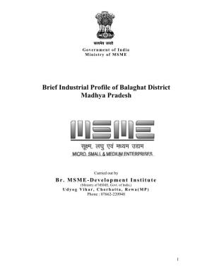 Brief Industrial Profile of Balaghat District Madhya Pradesh