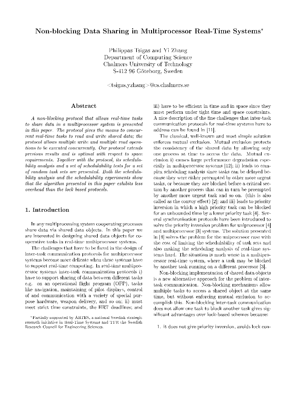 Non-Blocking Data Sharing in Multiprocessor Real-Time Systems*