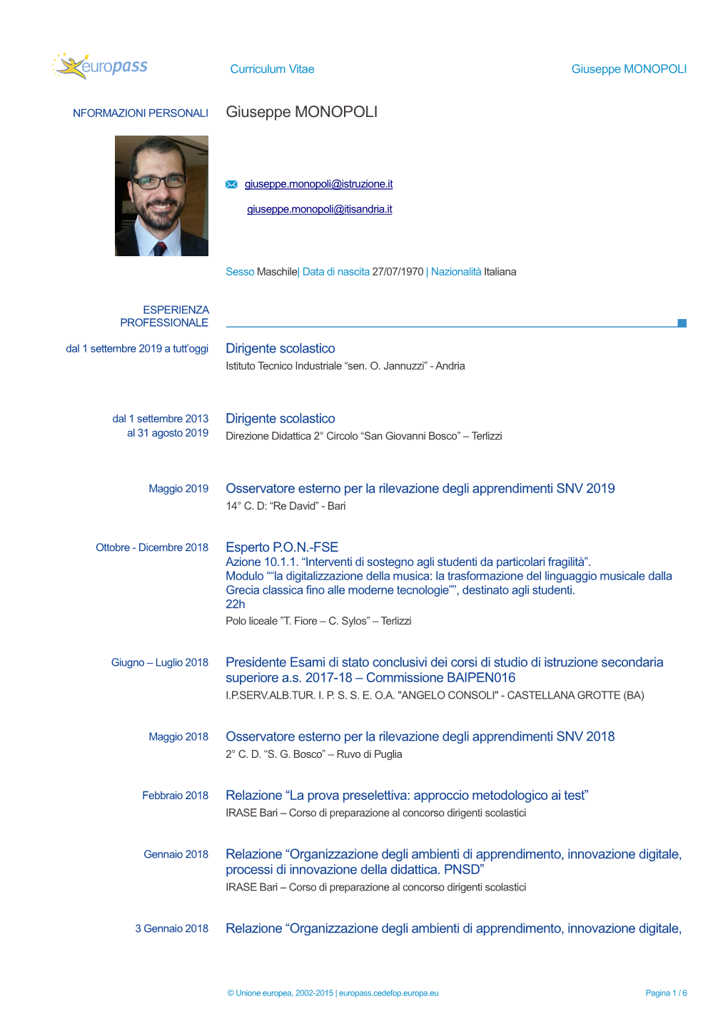 Curriculum Vitae Giuseppe MONOPOLI