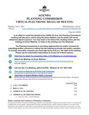 Agenda Planning Commission Virtual/Electronic Regular Meeting