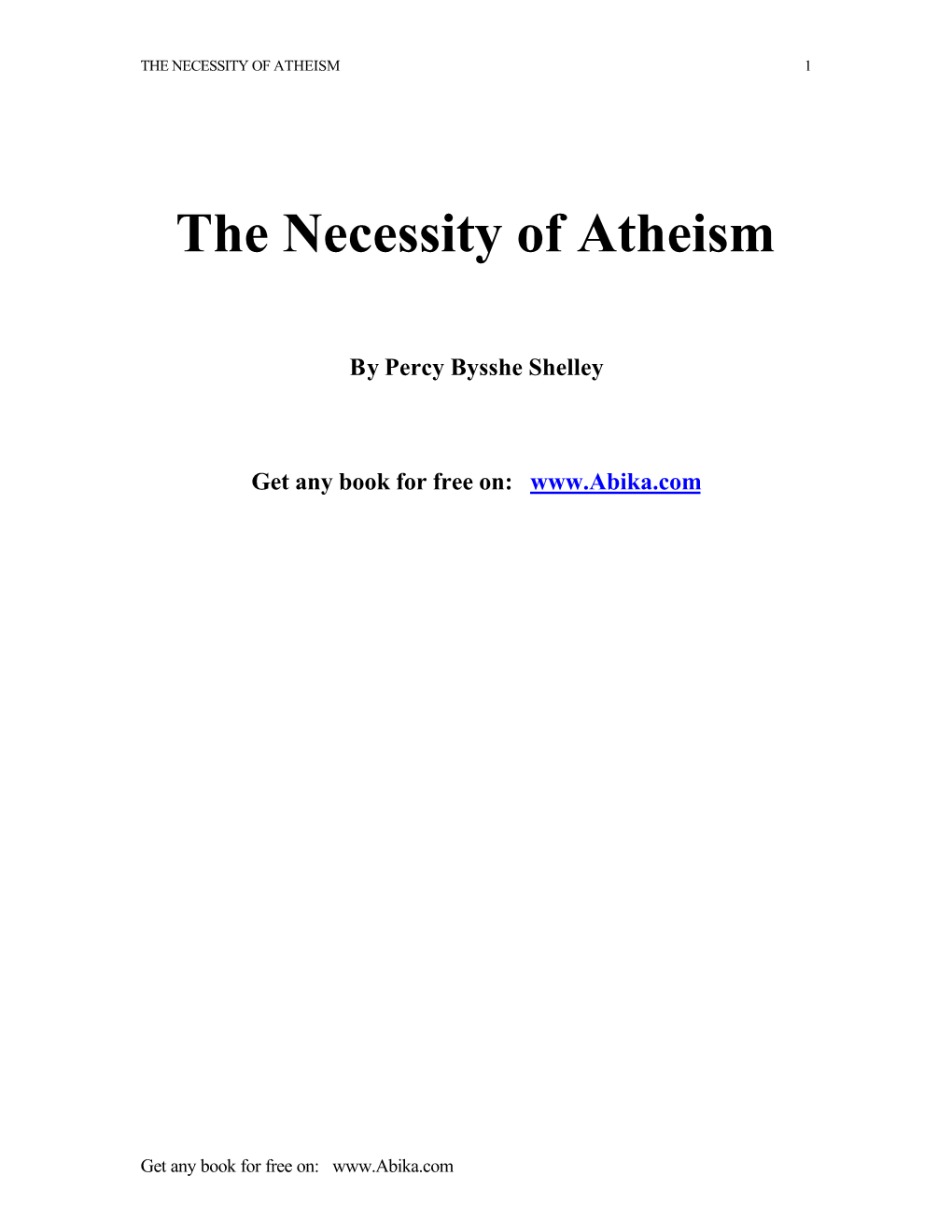 The Necessity of Atheism 1