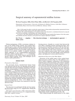 Surgical Anatomy of Supratentorial Midline Lesions