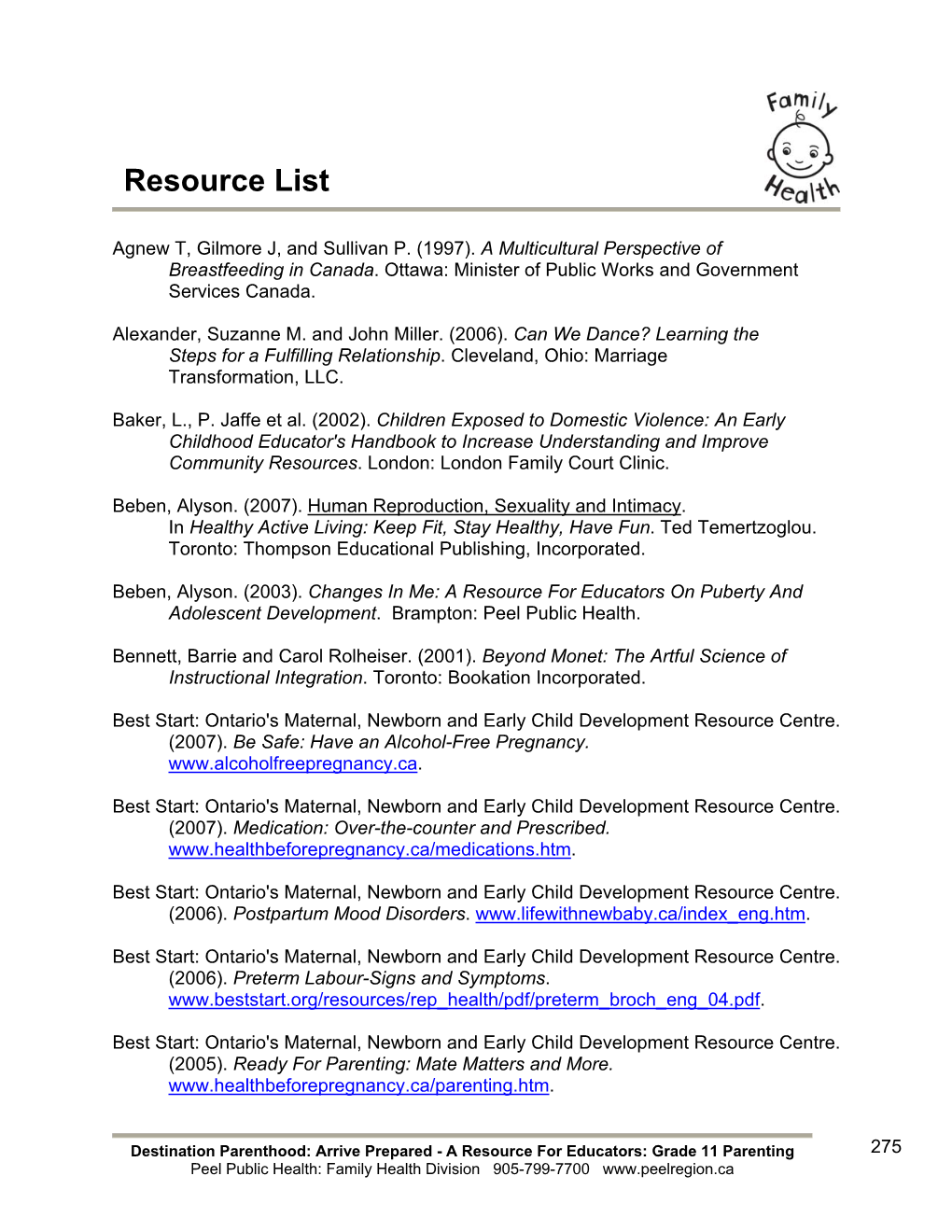 Resource List