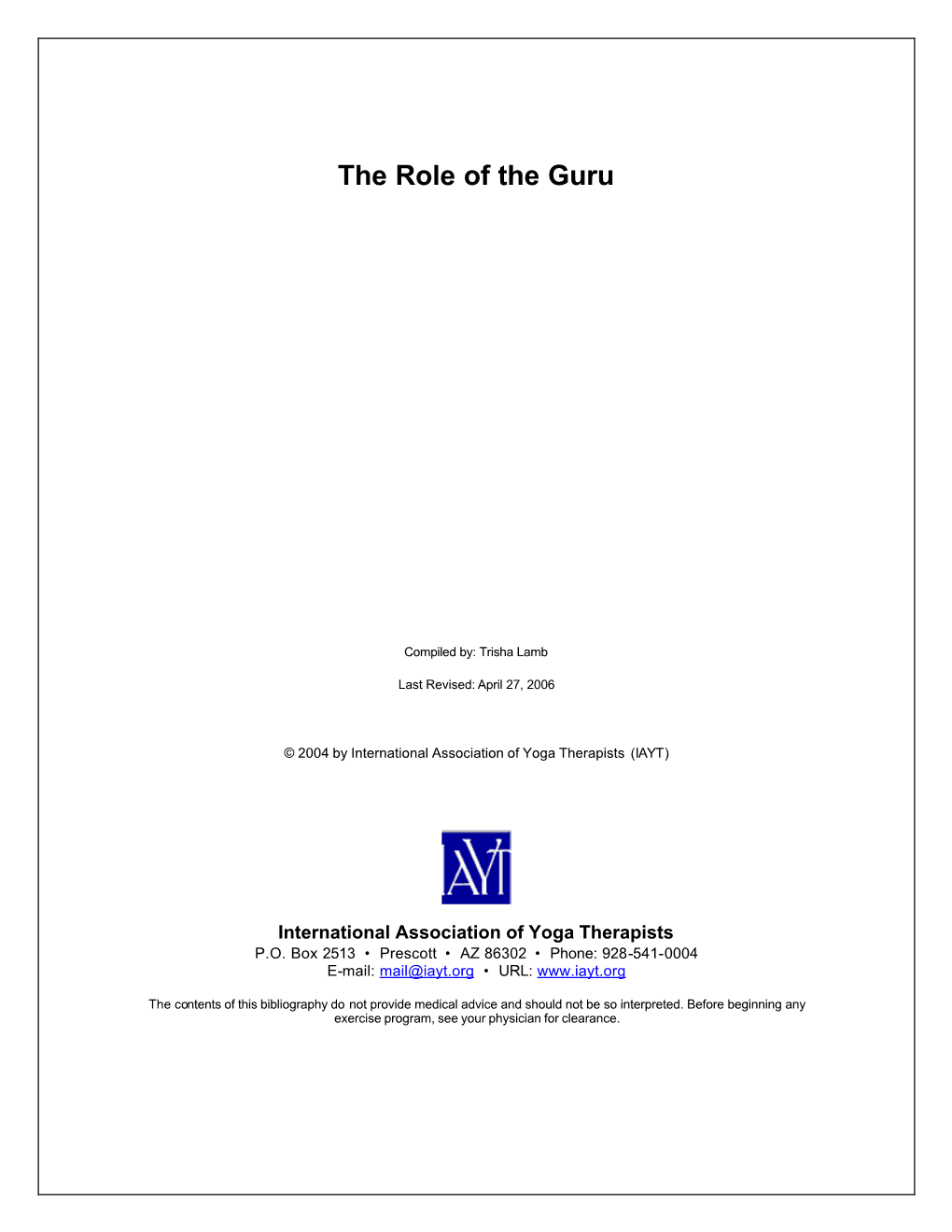 The Role of the Guru