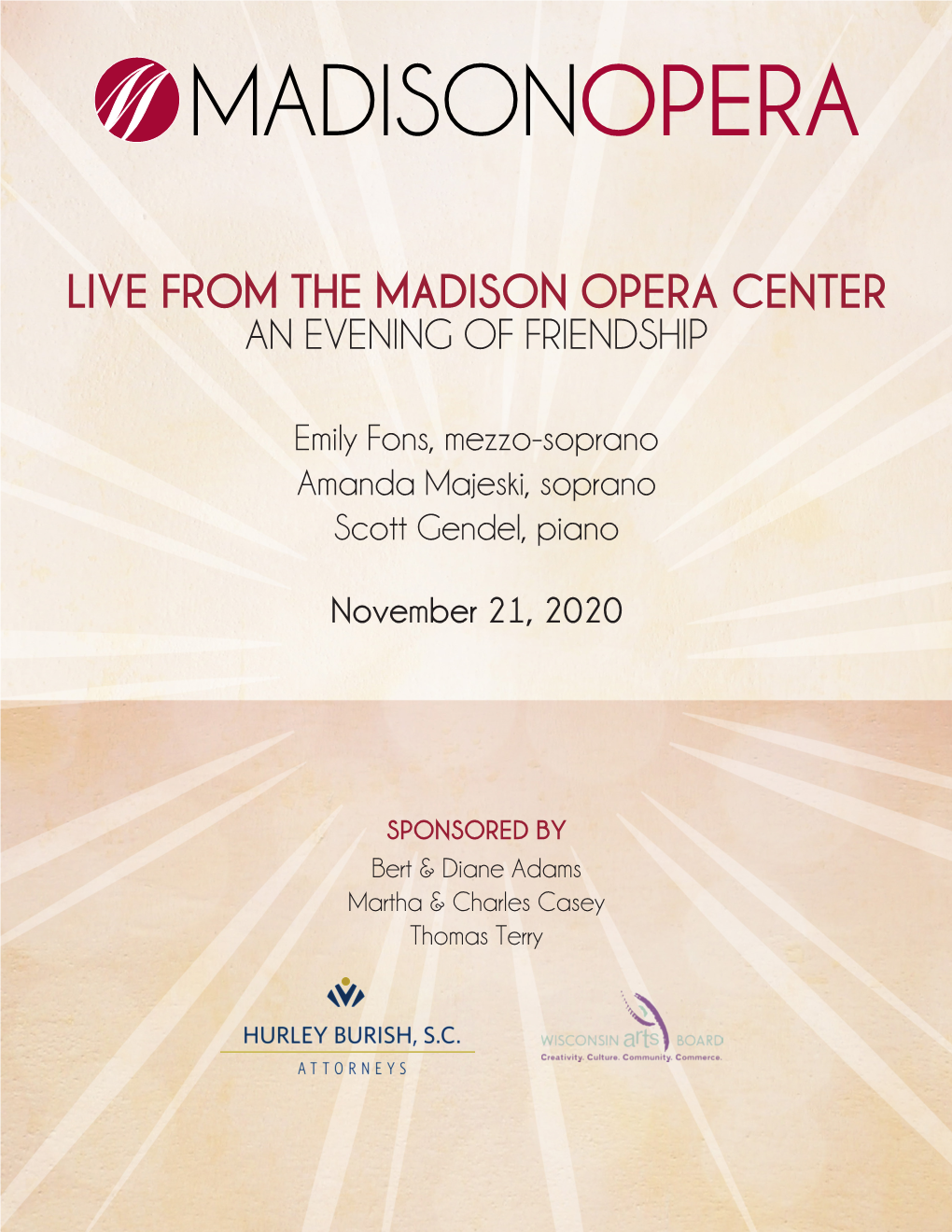 Live from the Madison Opera Center an Evening of Friendship