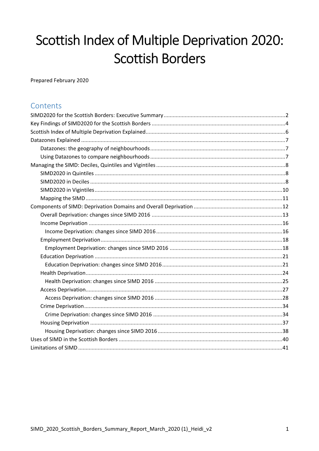 Scottish Index of Multiple Deprivation 2020: Scottish Borders