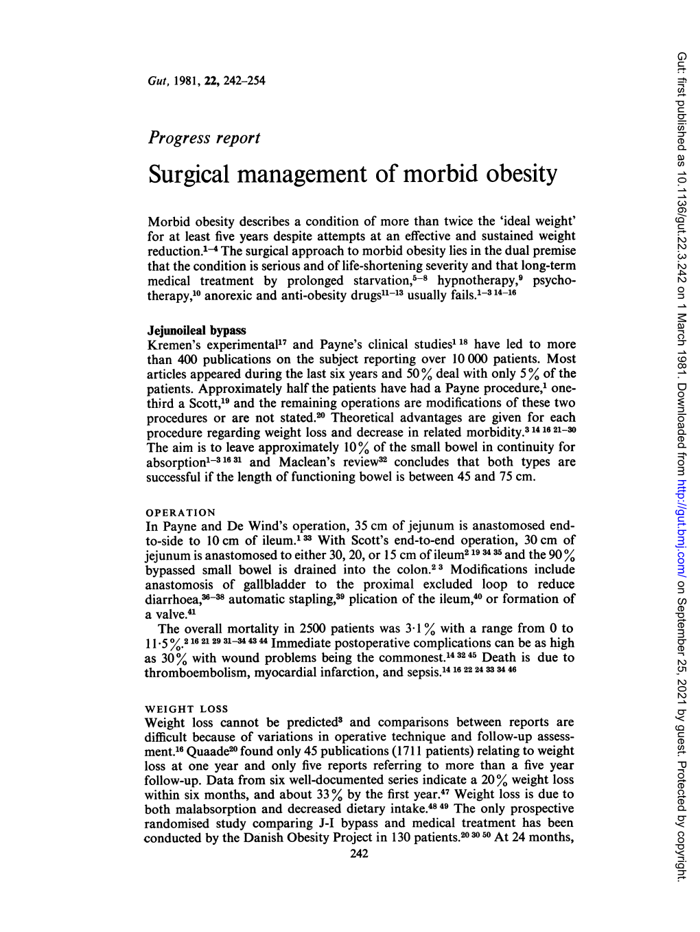 Surgical Management of Morbid Obesity