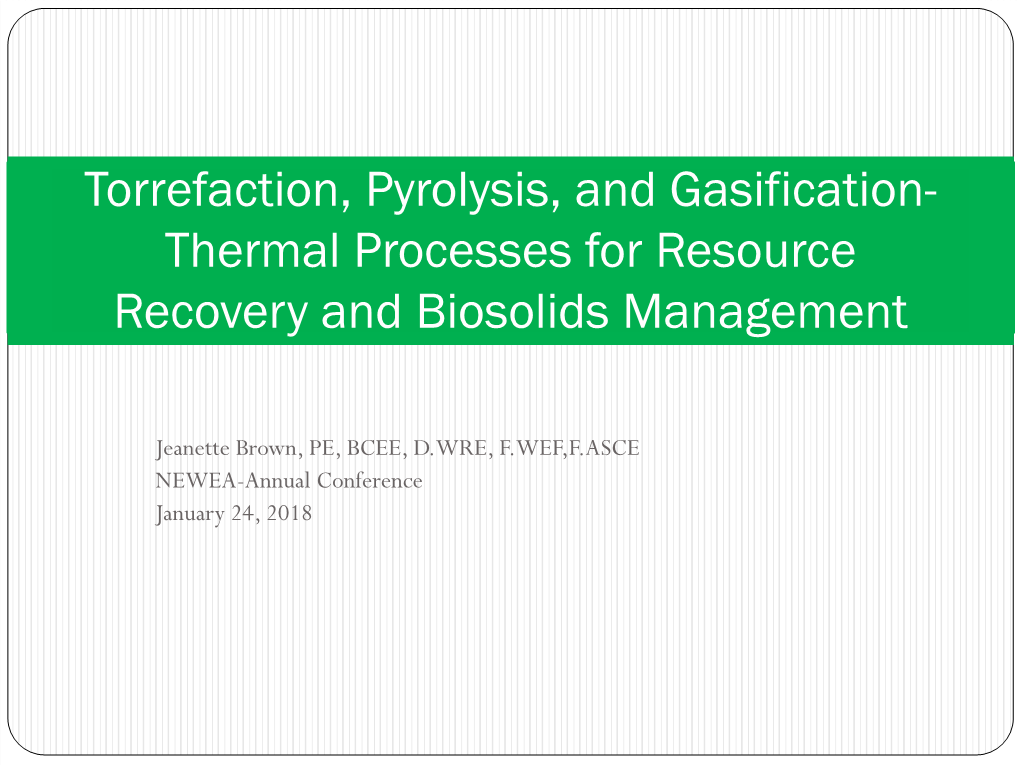 Torrefacation, Pyrolysis, and Gasification-Thermal Processes