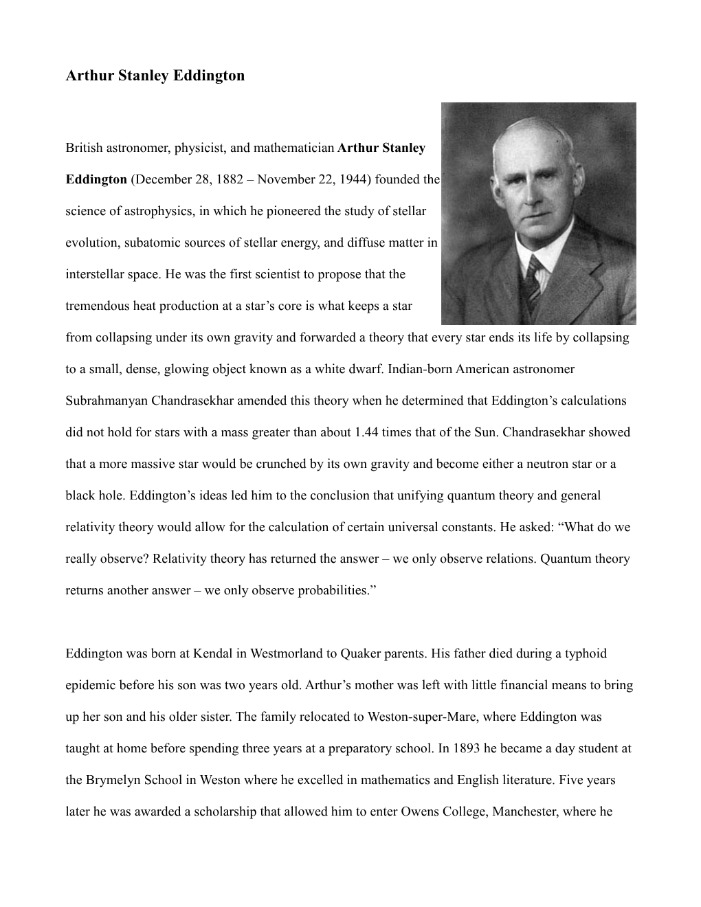 Arthur Stanley Eddington