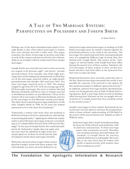 A Tale of Two Marriage Systems: Perspectives on Polyandry and Joseph Smith