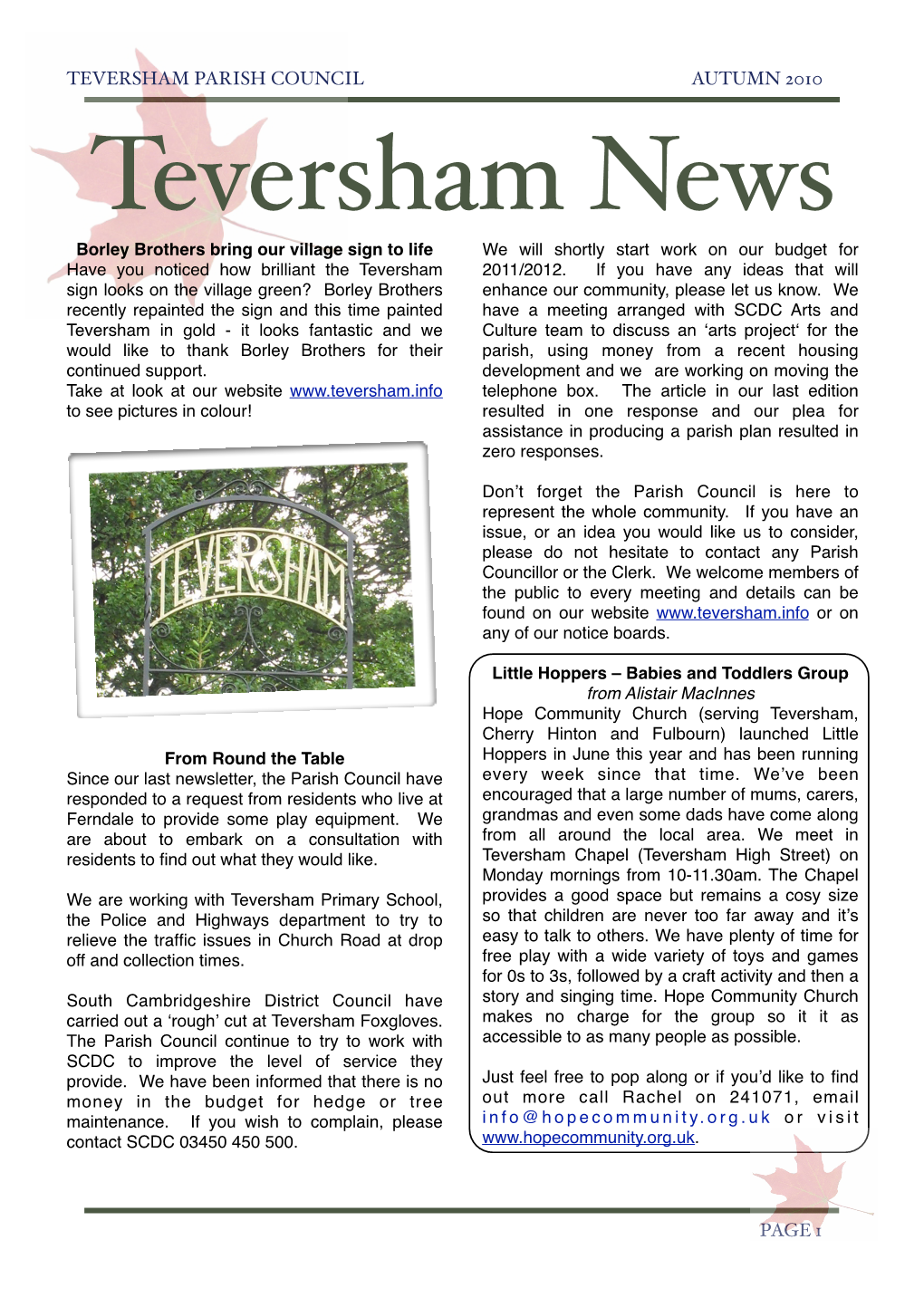 Teversham News Autumn 2010