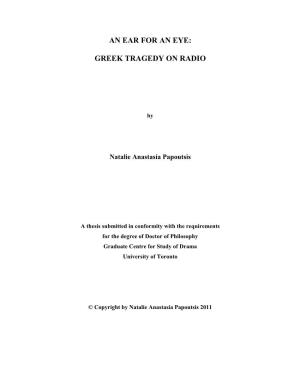 Greek Tragedy on Radio