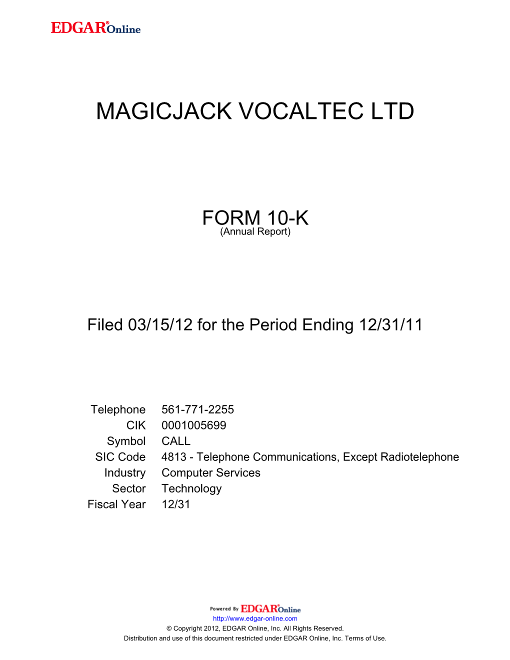 Magicjack Vocaltec Ltd