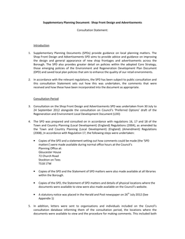 Supplementary Planning Document: Shop Front Design and Advertisements Consultation Statement