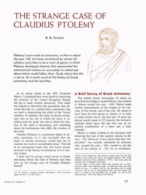 The Strange Case of Claudius Ptolemy