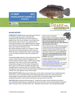 CT DEEP 2017 FISHING REPORT NUMBER 12 Channel Catfish (Ictalurus Punctatus) 6/29/2017 Blackfish Or Tautog (Tautoga Onitis)
