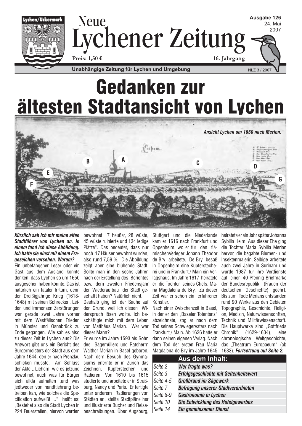 Gedanken Zur Ältesten Stadtansicht Von Lychen