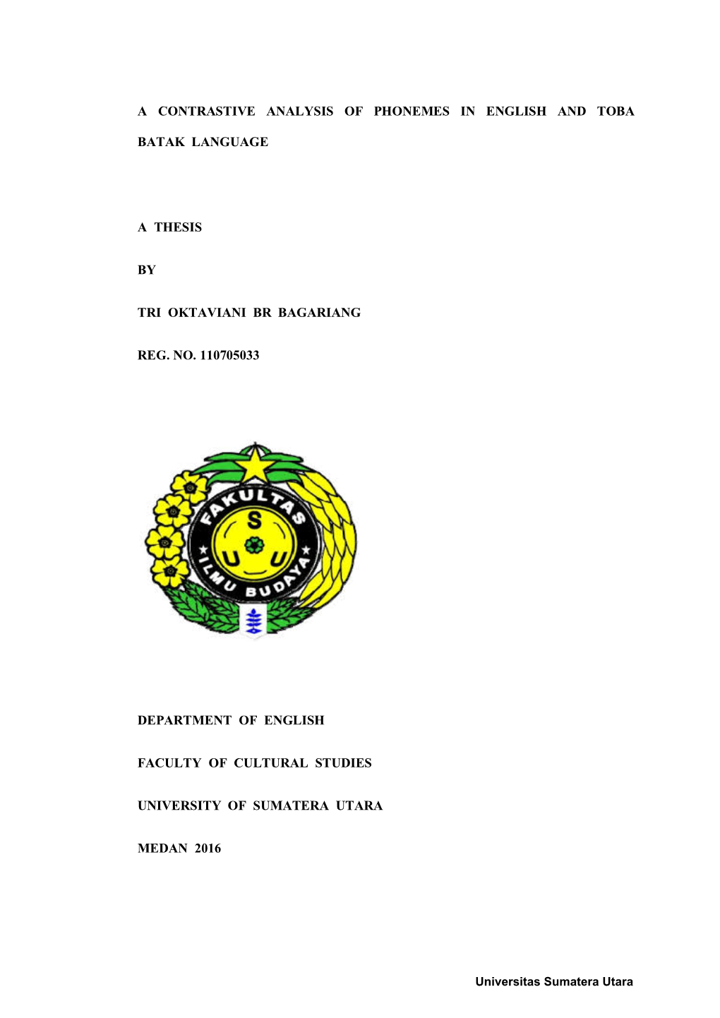 A Contrastive Analysis of Phonemes in English and Toba