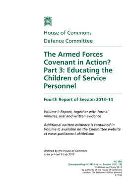 Armed Forces Covenant in Action? Part 3: Educating the Children of Service Personnel