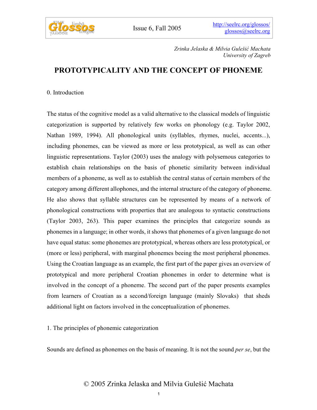 Prototypicality and the Concept of Phoneme