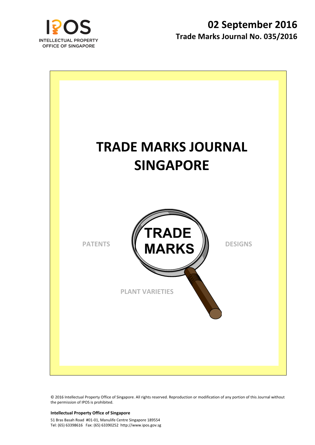 Trade Marks Journal No. 035/2016