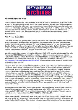 Northumberland Wills