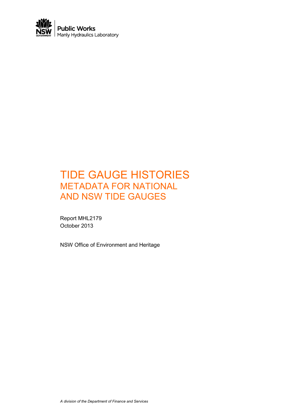 Tide Gauge Histories Metadata for National and Nsw Tide Gauges