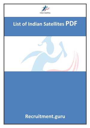 List of Indian Satellites PDF Recruitment.Guru